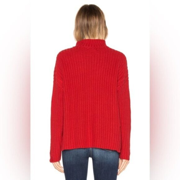 Revolve Lovers and Friends Clea Sweater Red Chunky Knit Shredded Distressed - Picture 10 of 11